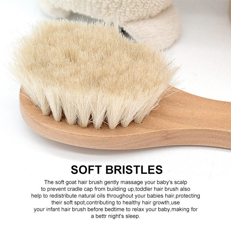 Soft wool bath brush wood hair brush cute cartoon puppy doll wood barrel bathroom bath gift sets for baby 