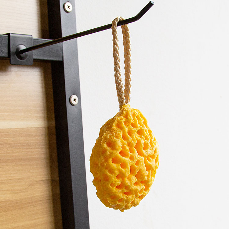 Honeycomb super soft foam loofah exfoliating body scrubber yellow bath sponge with rope