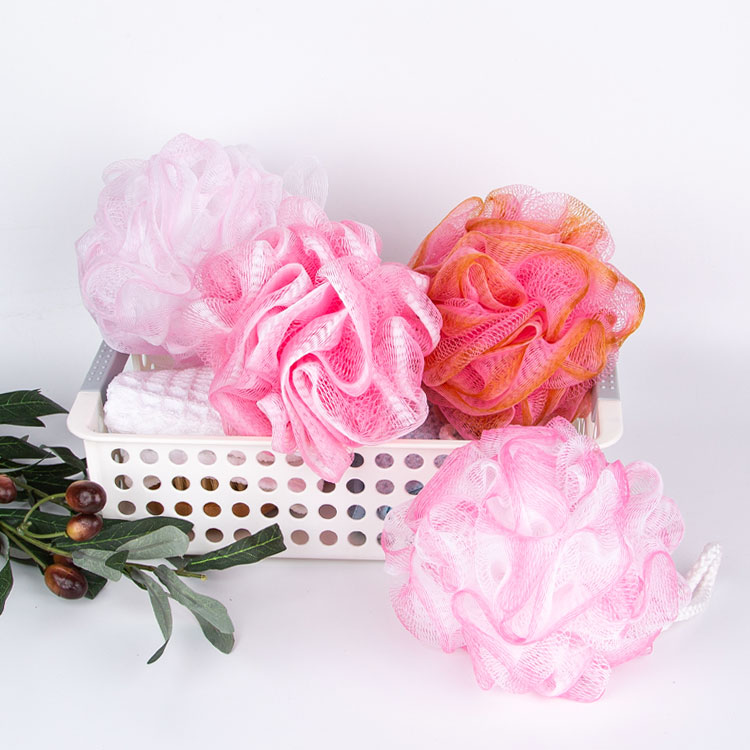 6 Different pink 40G PE loofah bath sponge for women and girls