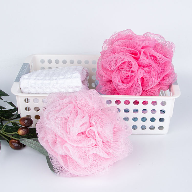 6 Different pink 40G PE loofah bath sponge for women and girls