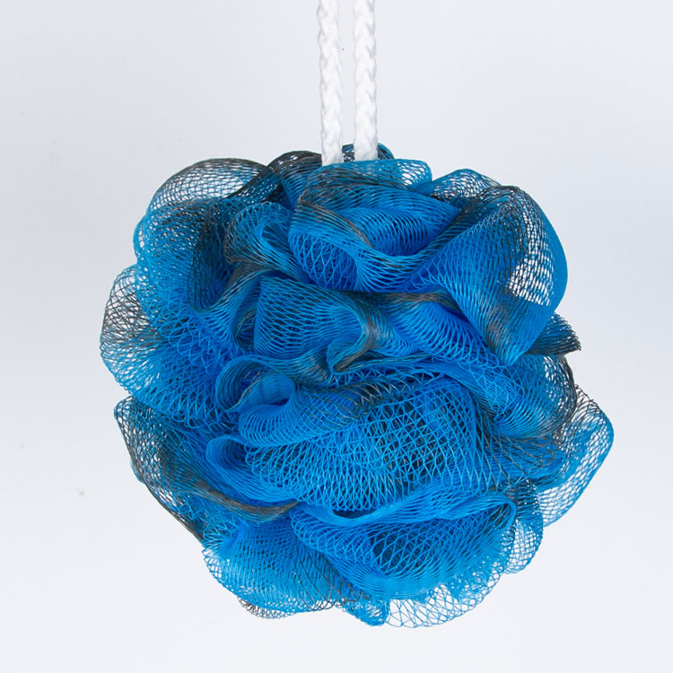 40G Blue and black loofah bath pouf sponge