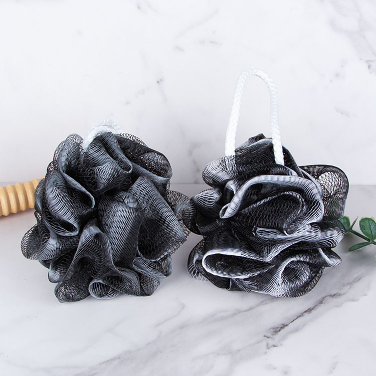40G Blue and black loofah bath pouf sponge