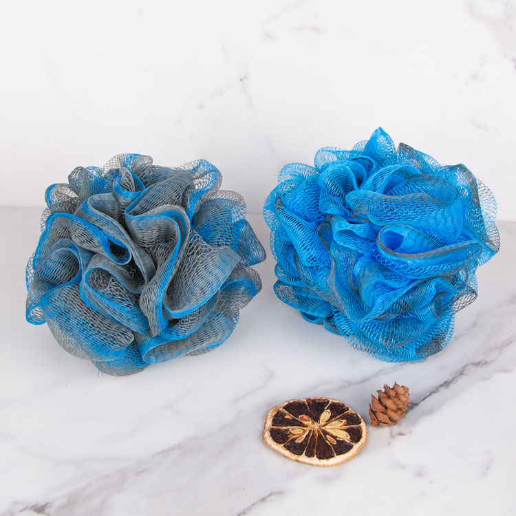 40G Blue and black loofah bath pouf sponge