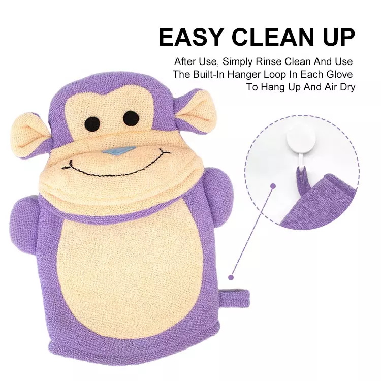 Soft cute cartoon animal mitt rich foam baby bath sponge exfoliating bath gloves 