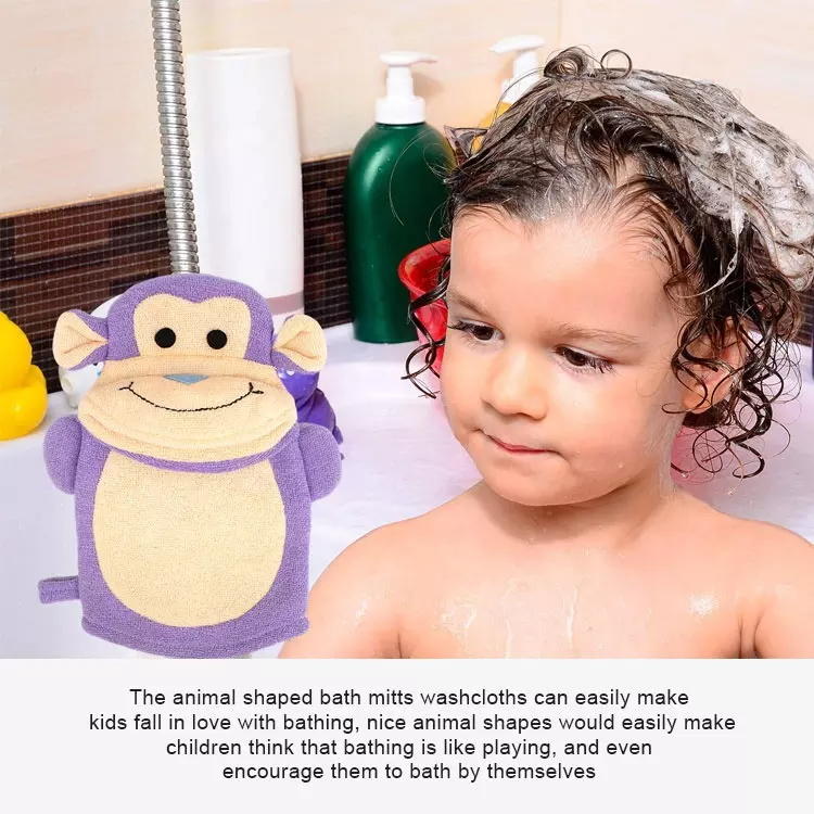 Soft cute cartoon animal mitt rich foam baby bath sponge exfoliating bath gloves 