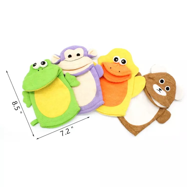 Soft cute cartoon animal mitt rich foam baby bath sponge exfoliating bath gloves 