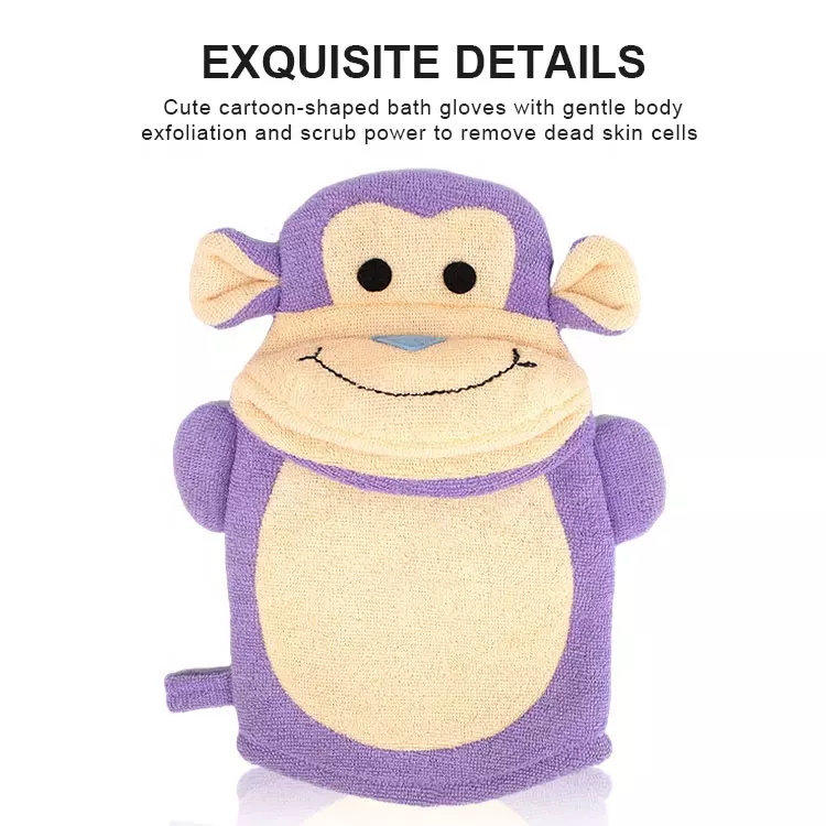 Soft cute cartoon animal mitt rich foam baby bath sponge exfoliating bath gloves 