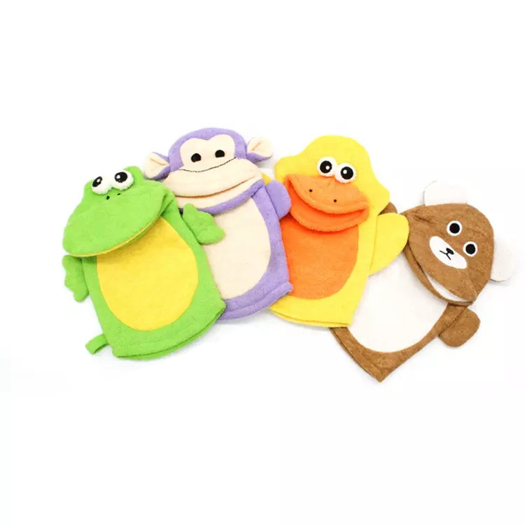 Soft cute cartoon animal mitt rich foam baby bath sponge exfoliating bath gloves 