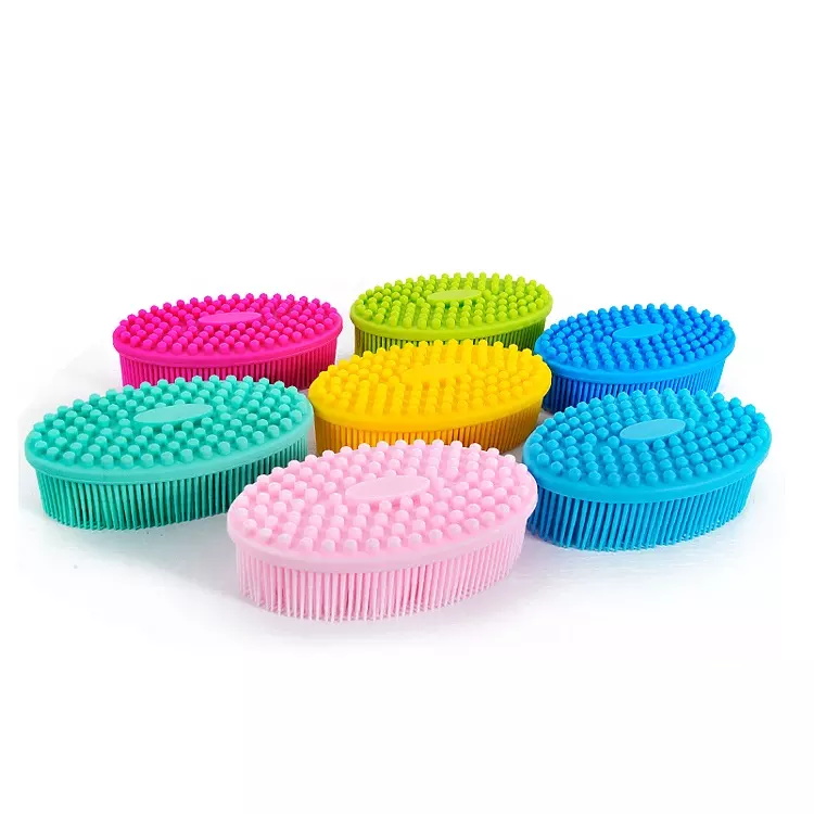 Double sided super soft scrub skin massage body cleaning silicone bath brush for shower