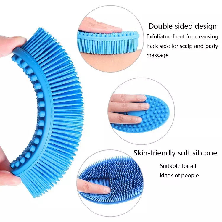 Double sided super soft scrub skin massage body cleaning silicone bath brush for shower