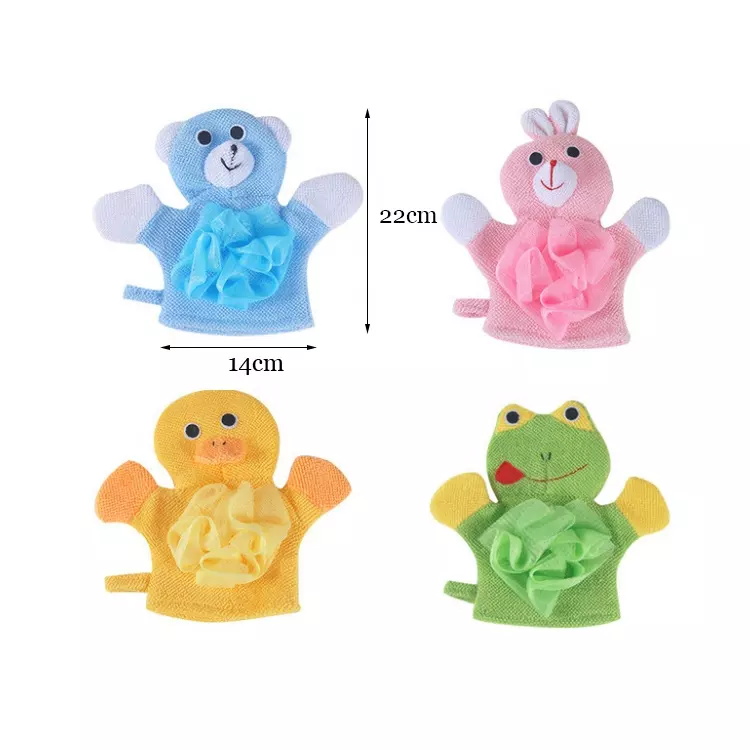 Soft cleaner exfoliating double sided body spa shower scrub cute cartoon kids bath mitt