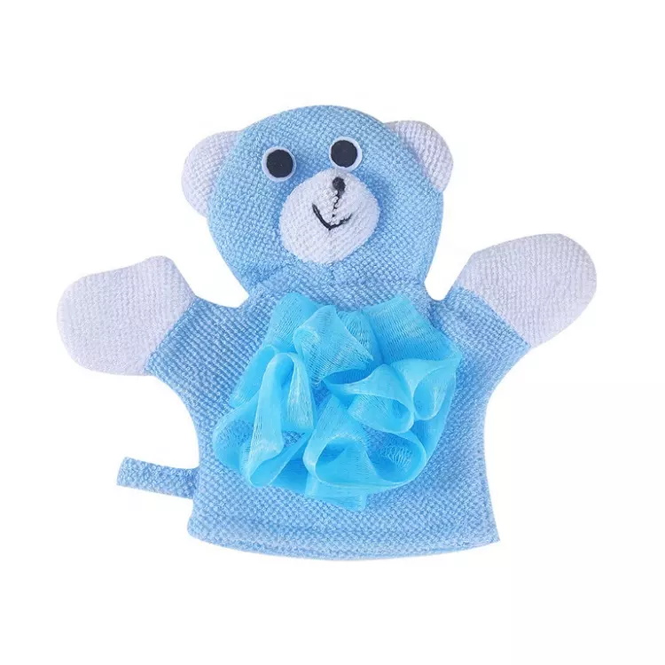 Soft cleaner exfoliating double sided body spa shower scrub cute cartoon kids bath mitt