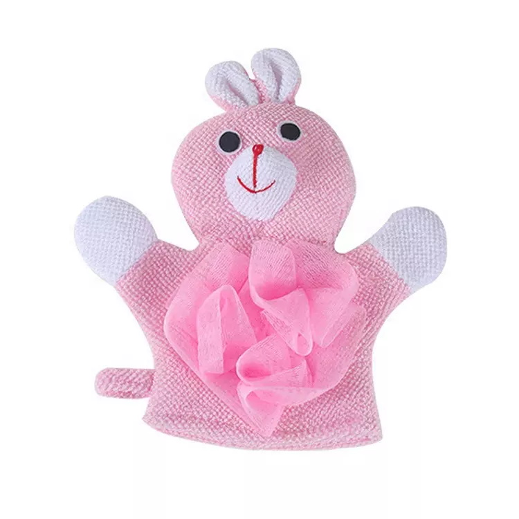 Soft cleaner exfoliating double sided body spa shower scrub cute cartoon kids bath mitt