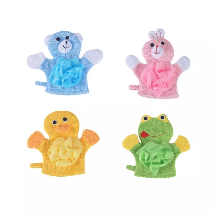 Soft cleaner exfoliating double sided body spa shower scrub cute cartoon kids bath mitt