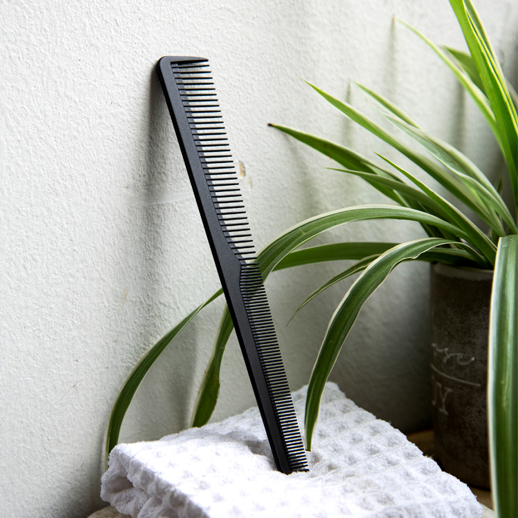 Professional salon hairdressing wide and fine tooth black plastic taper styling cutting comb