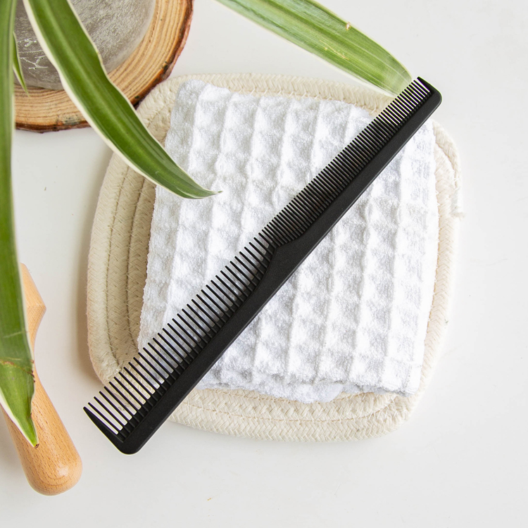 Professional salon hairdressing wide and fine tooth black plastic taper styling cutting comb