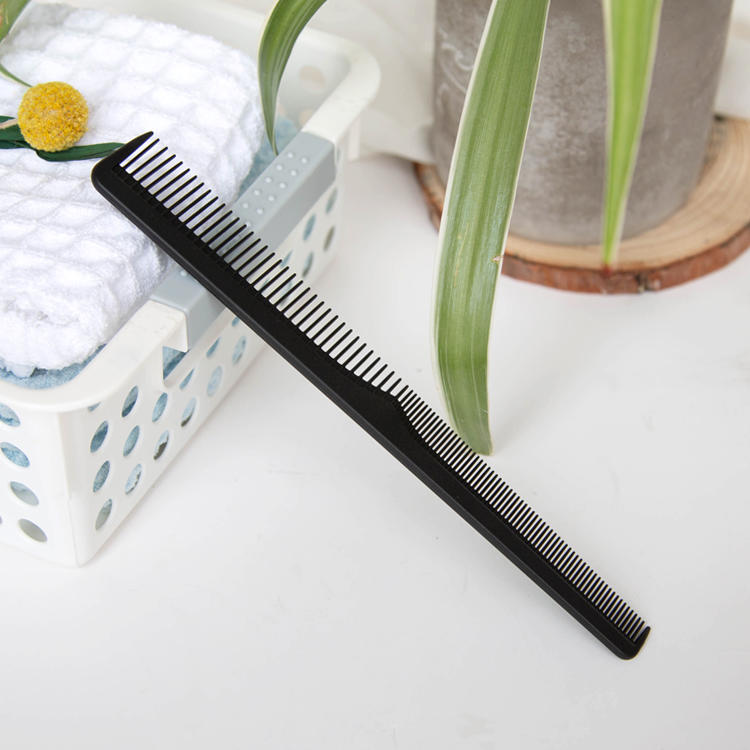 Professional salon hairdressing wide and fine tooth black plastic taper styling cutting comb
