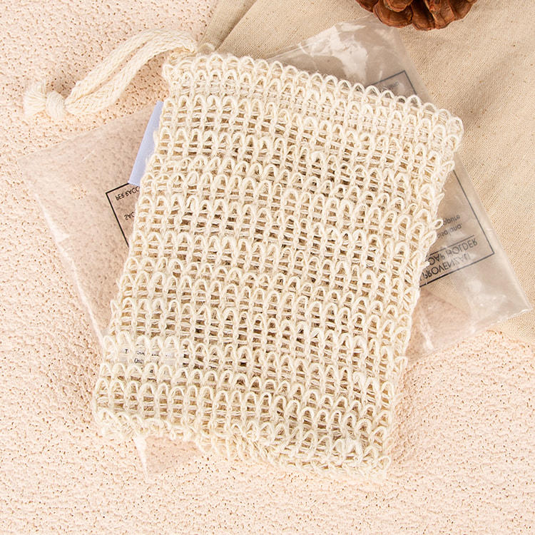 Natural cotton and linen exfoliating soap saver mesh bag