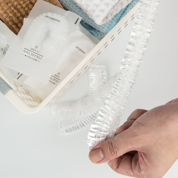 100Pcs Individually wrapped thicker plastic disposable hotel shower cap