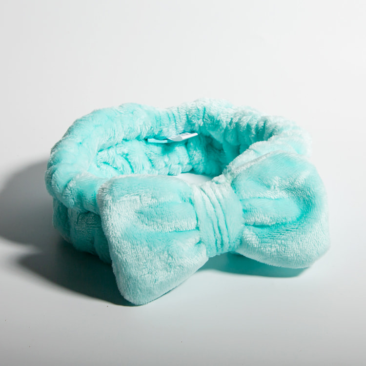 Sky blue bowknot coral fleece headband
