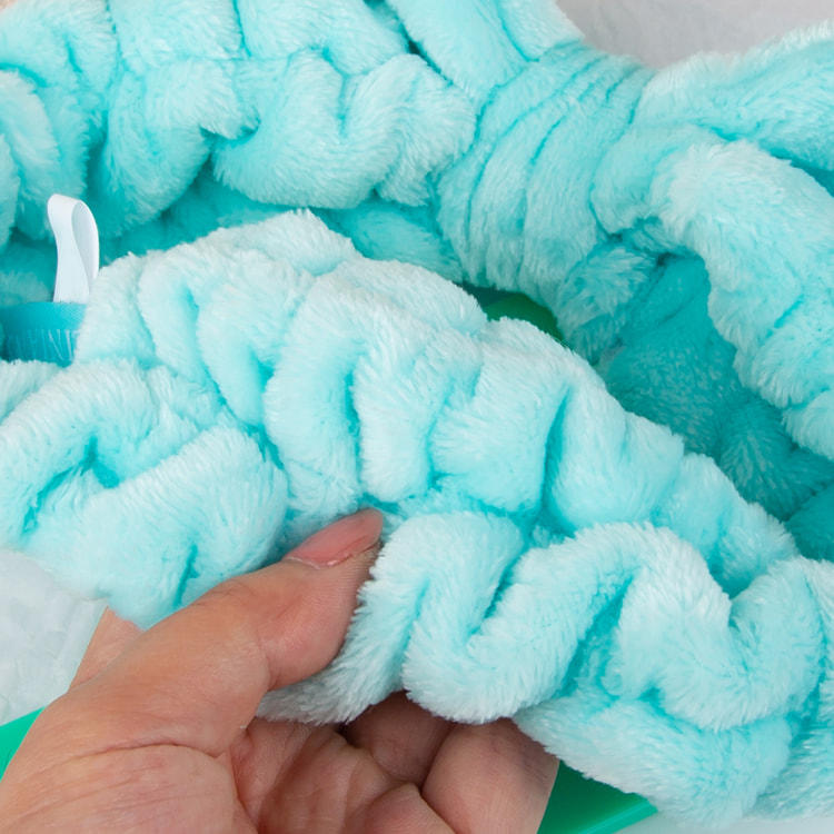 Sky blue bowknot coral fleece headband