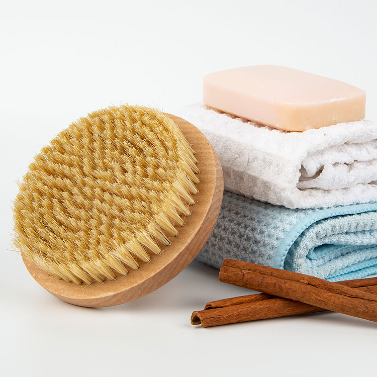 Handheld sisal bristles wood bath brush