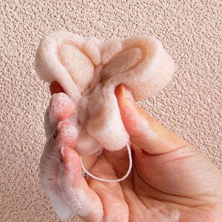 Biodegradable soft gentle exfoliating cute butterfly konjac sponge face washing puff baby bath sponge