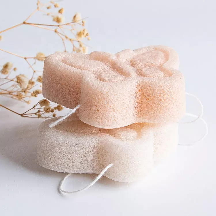 Biodegradable soft gentle exfoliating cute butterfly konjac sponge face washing puff baby bath sponge