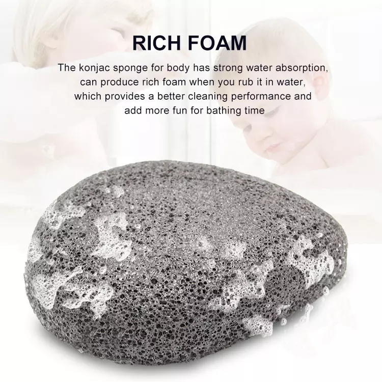 Eco-friendly super-absorbent gentle foam cleaning bamboo charcoal konjac sponge