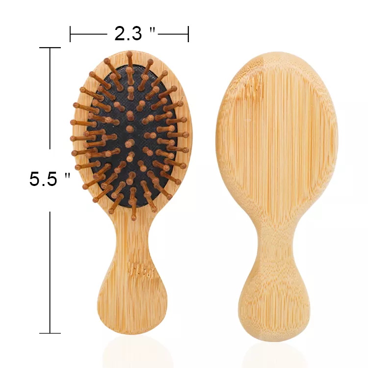 Natural biodegradable bamboo bristles scalp massager mini portable baby children detangling hair brush