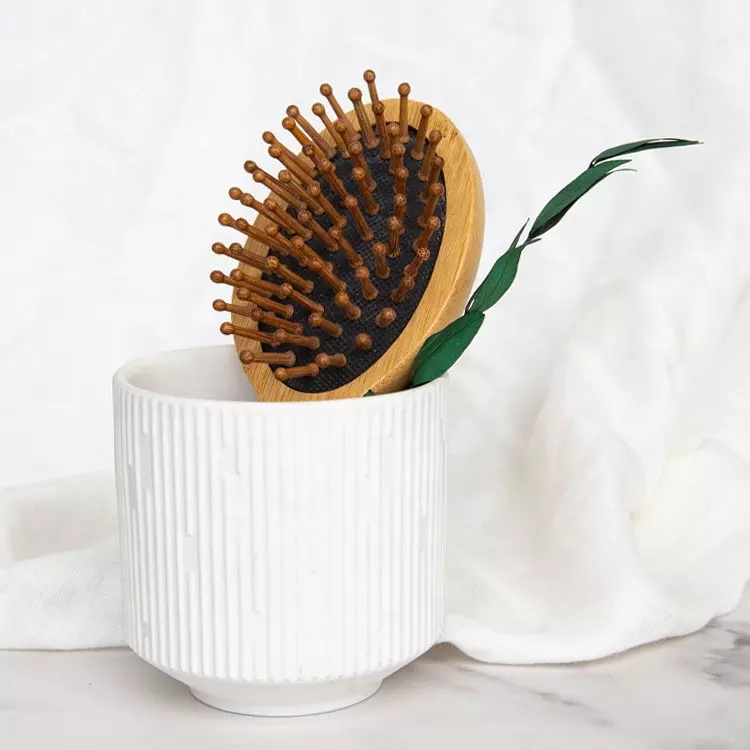 Natural biodegradable bamboo bristles scalp massager mini portable baby children detangling hair brush