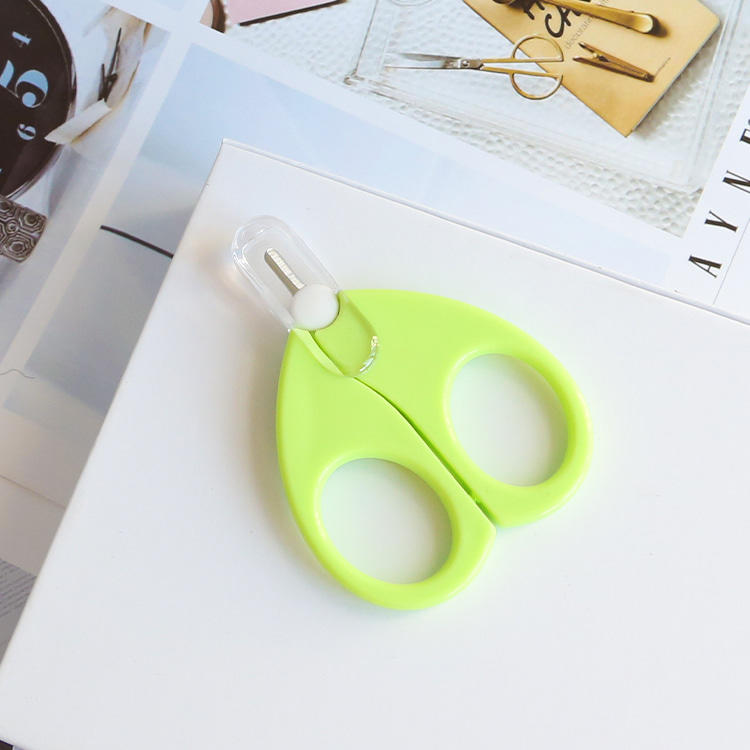 Professional stainless steel baby manicure care tool newborn nail scissors with protective cover