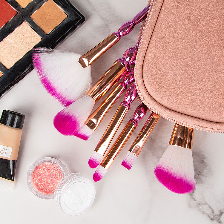 Unicorn Multifunctional Fan Makeup Brush Set with Makeup Bag