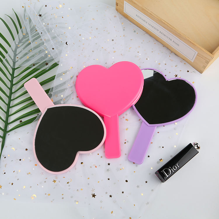 Heart Shape Plastic Hand Mirror Makeup Vanity Mirror For Girls