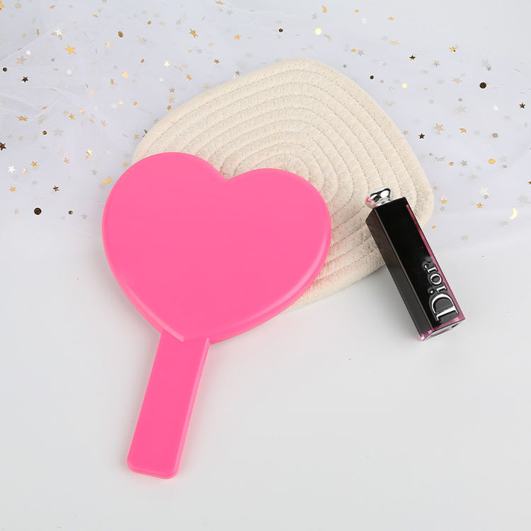 Heart Shape Plastic Hand Mirror Makeup Vanity Mirror For Girls