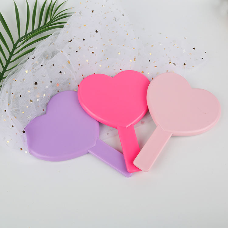 Heart Shape Plastic Hand Mirror Makeup Vanity Mirror For Girls