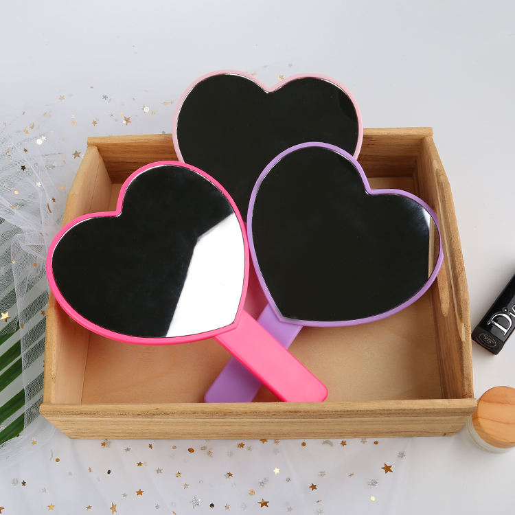 Heart Shape Plastic Hand Mirror Makeup Vanity Mirror For Girls