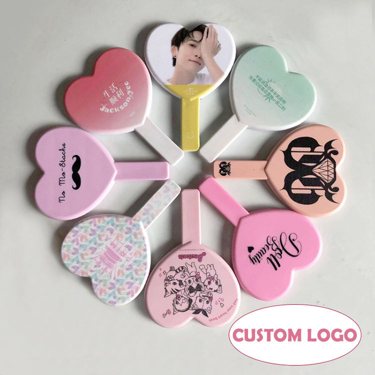 Heart Shape Plastic Hand Mirror Makeup Vanity Mirror For Girls