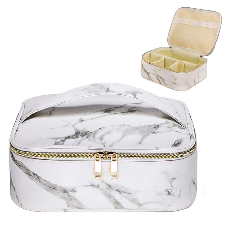 Large Capacity Portable PU Marbling Makeup Organizer Bag