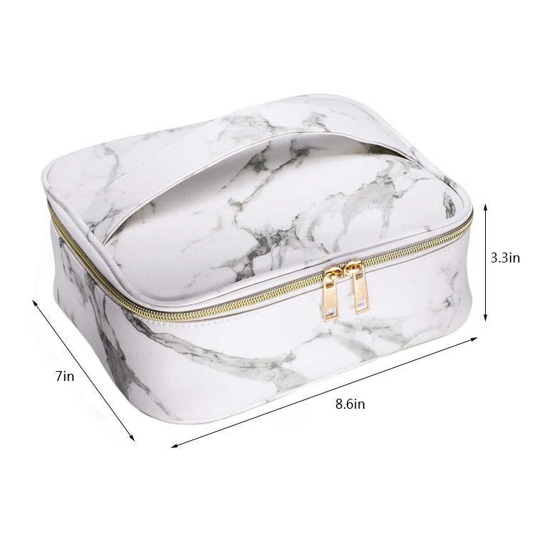 Large Capacity Portable PU Marbling Makeup Organizer Bag
