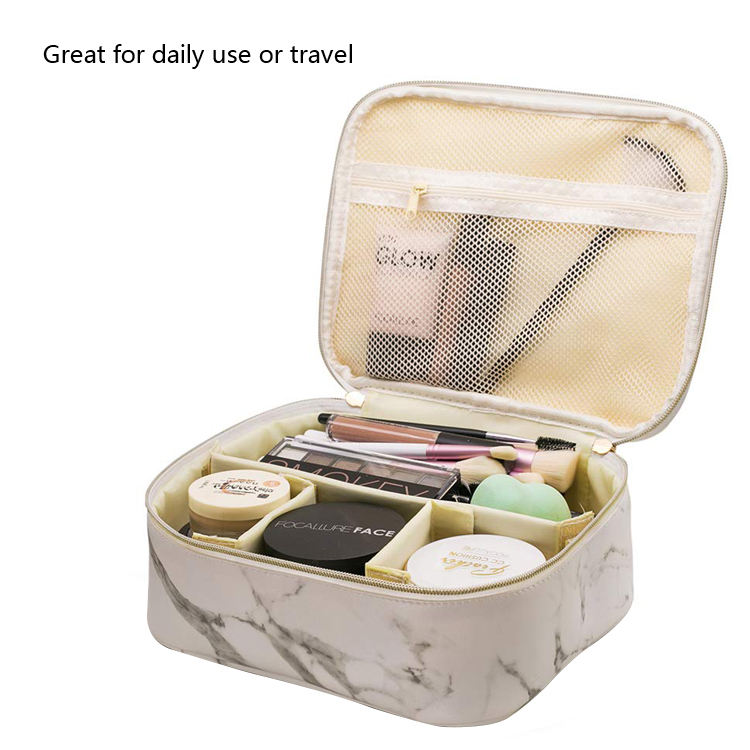 Large Capacity Portable PU Marbling Makeup Organizer Bag