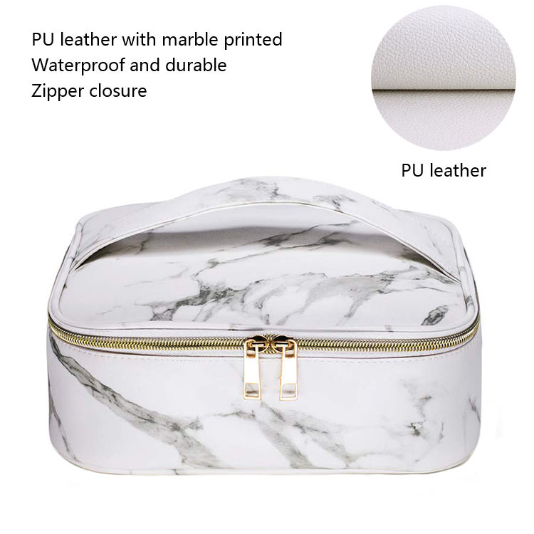 Large Capacity Portable PU Marbling Makeup Organizer Bag