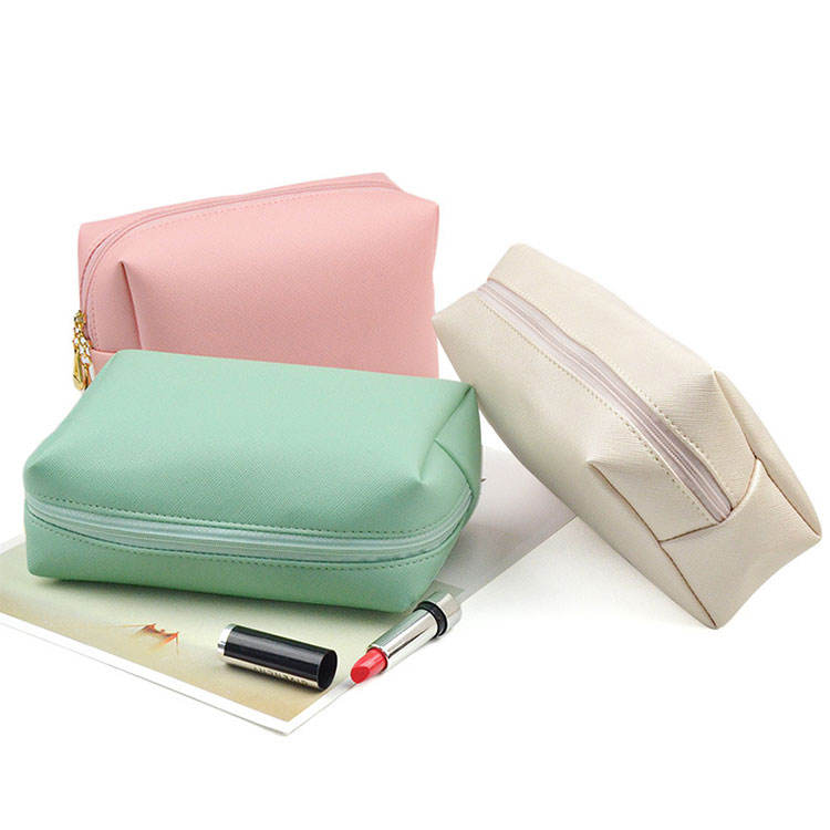 Nylon Lining PU Leather Travel Cosmetic Bag Wash Bag