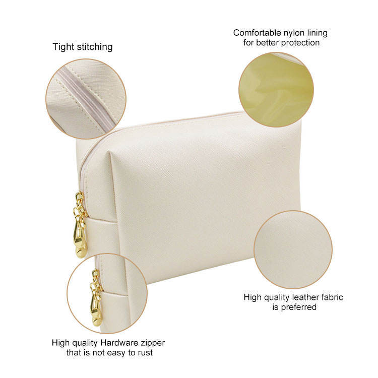 Nylon Lining PU Leather Travel Cosmetic Bag Wash Bag