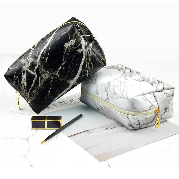 Nylon Lining PU Leather Travel Cosmetic Bag Wash Bag