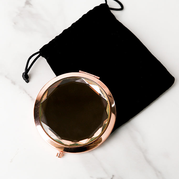 Metal Diamond Clamshell Folding Double-sided Mirror Girls Pocket Mirror