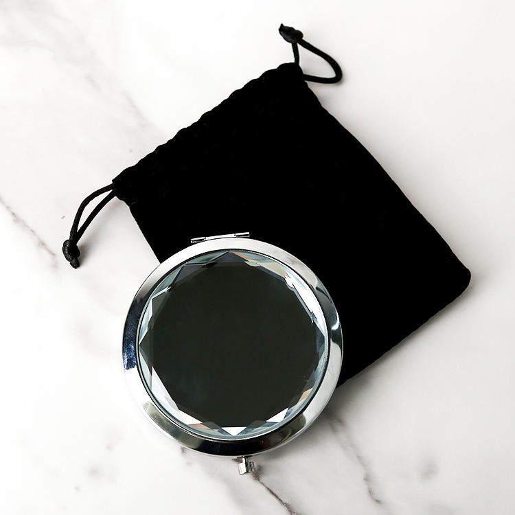 Metal Diamond Clamshell Folding Double-sided Mirror Girls Pocket Mirror