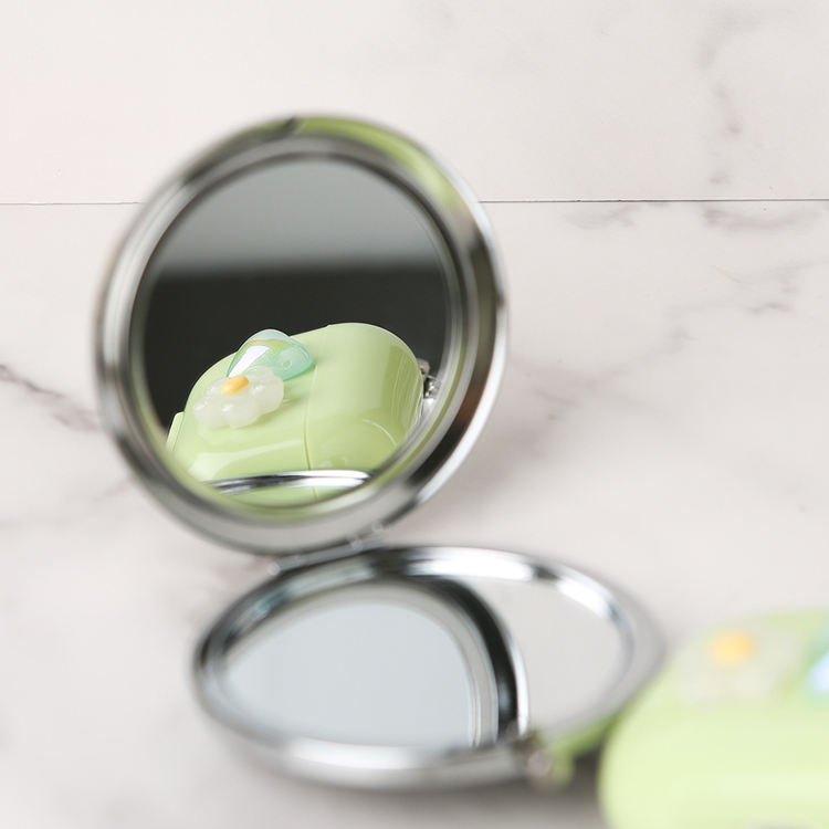 Metal Diamond Clamshell Folding Double-sided Mirror Girls Pocket Mirror