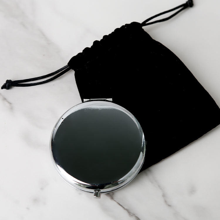 Handheld Small Round Mirror Pocket Folding Makeup Metal Mirror