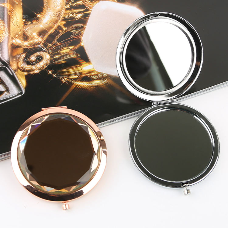 Metal Diamond Clamshell Folding Double-sided Mirror Girls Pocket Mirror